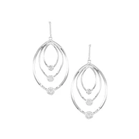 Silvertone Orbital Teardrop Earrings