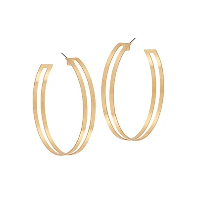 Goldtone Open Cutout Hoop Earrings