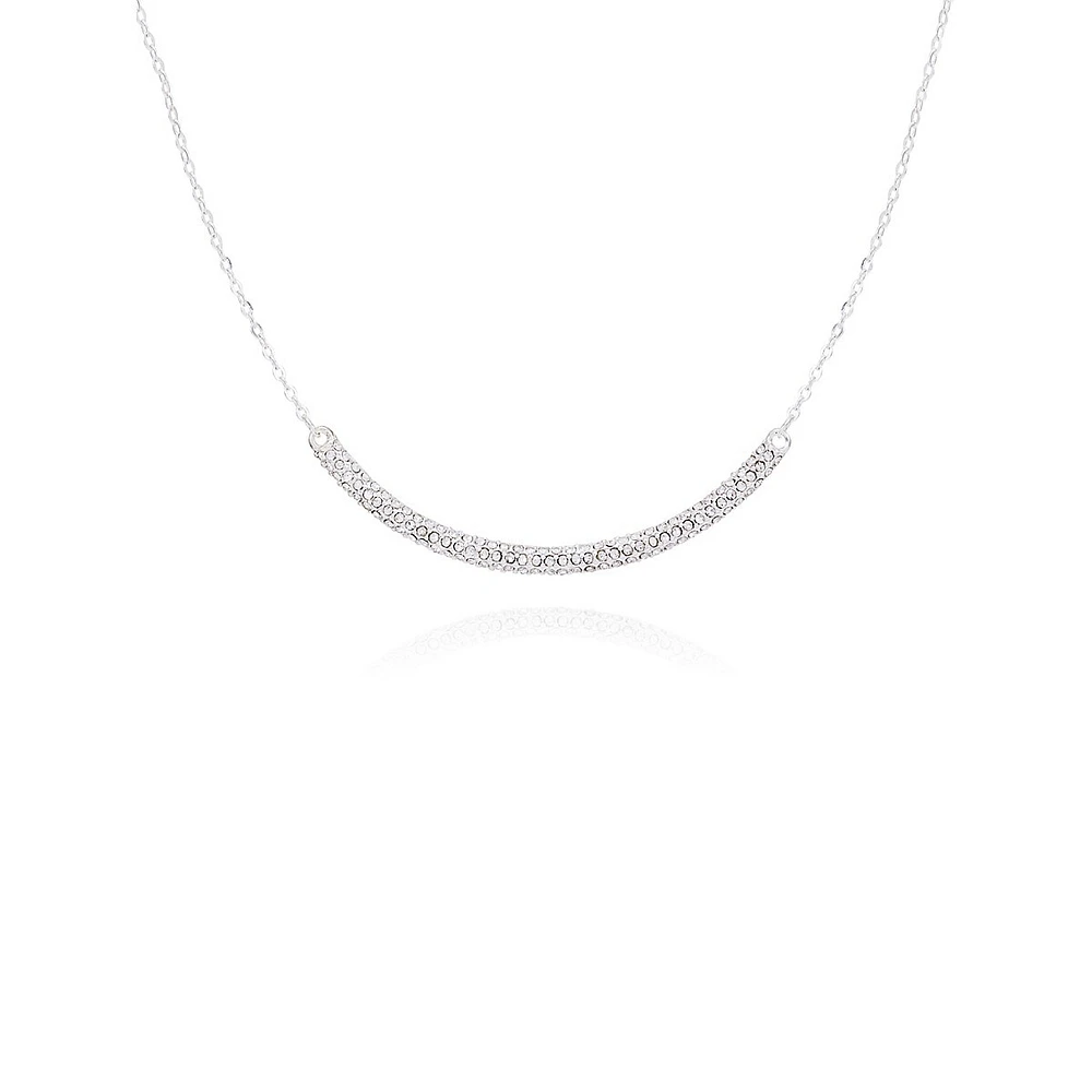 Silvertone & Pavé-Bar Pendant Necklace