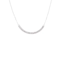 Silvertone & Pavé-Bar Pendant Necklace