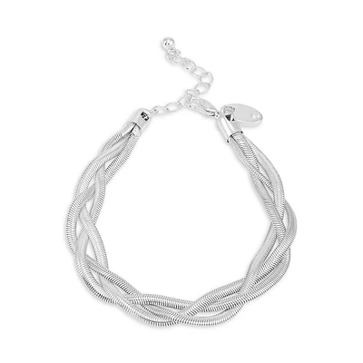 Silvertone Twisted Snake Chain Bracelet