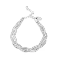 Silvertone Twisted Snake Chain Bracelet