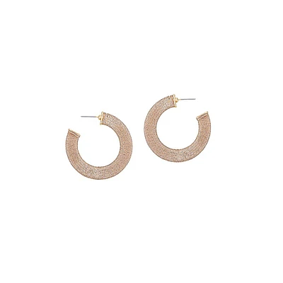 Goldtone Lurex-Wrapped Wide Hoop Earrings