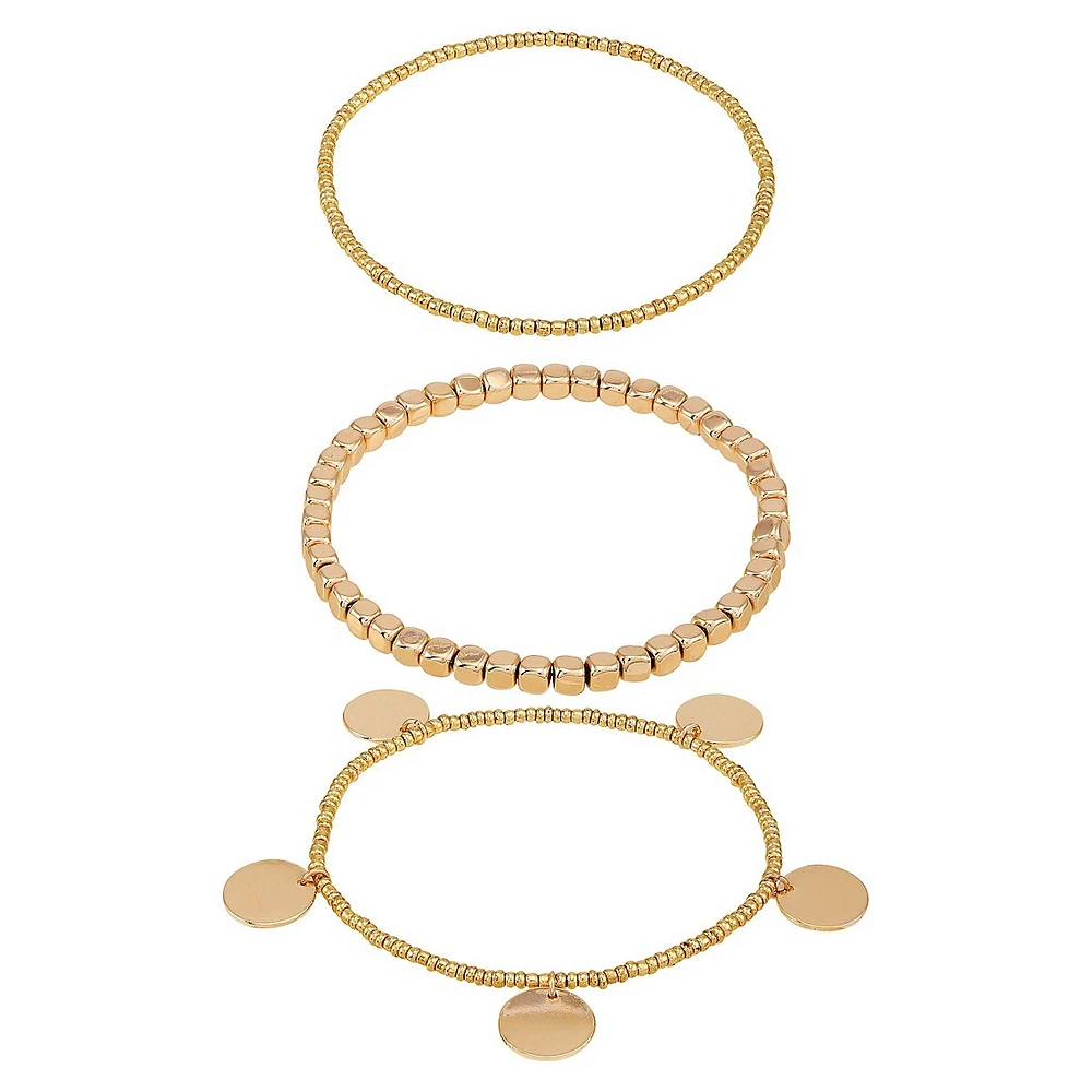 3-Pack Goldtone Mixed Bead Bracelets