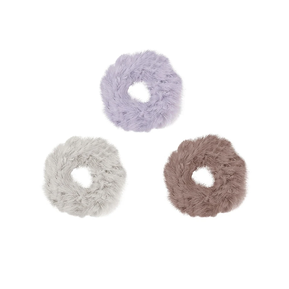 Faux Fur Hair Scrunchie 3-Piece Set