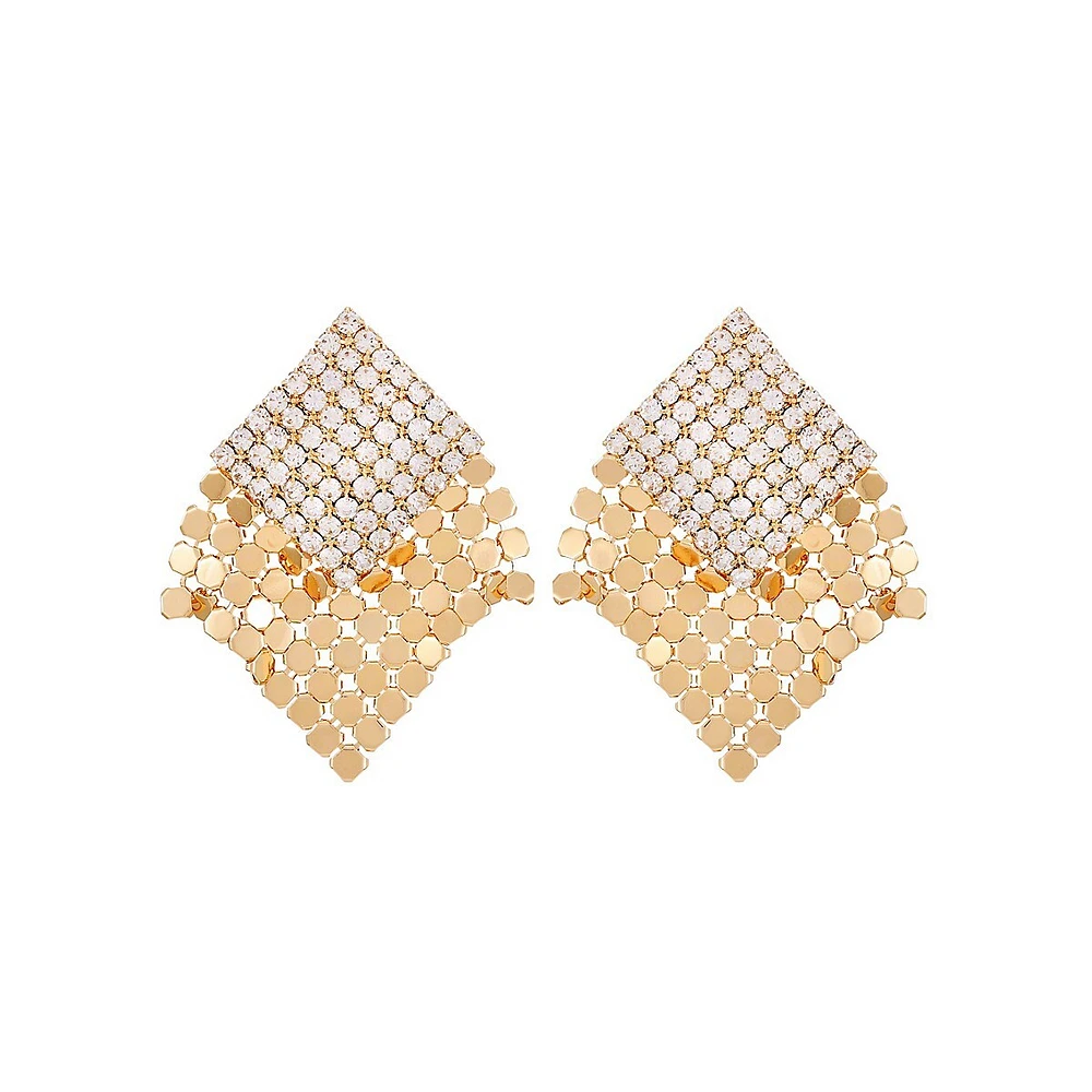 Goldtone & Pavé Oversized Mesh Stud Earrings