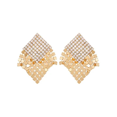 Goldtone & Pavé Oversized Mesh Stud Earrings