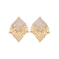 Goldtone & Pavé Oversized Mesh Stud Earrings