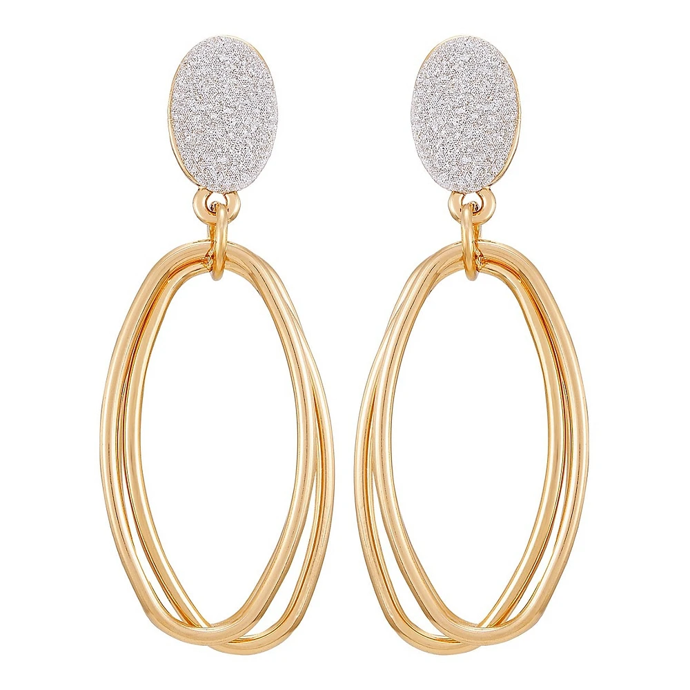 Goldtone & Silvertone Glitter Double-Drop Earrings