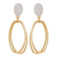 Goldtone & Silvertone Glitter Double-Drop Earrings