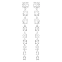 Silvertone & Glass Crystal Linear Earrings