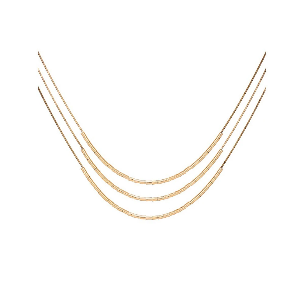 Goldtone Multi-Row Snake-Chain Necklace