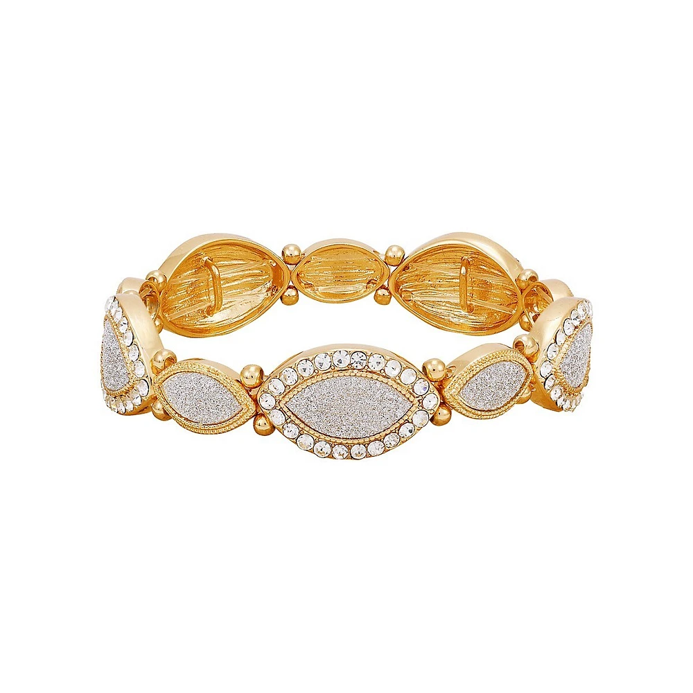 Goldtone & Crystal Oval-Link Stretch Bracelet