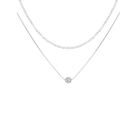 Silvertone & Glass Crystal 2-Piece Necklace Set