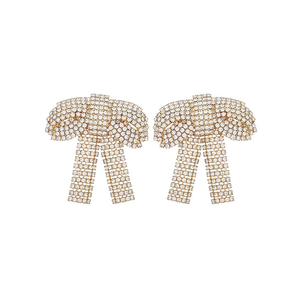 Goldtone & Pavé Oversized Bow Earrings