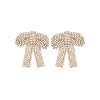 Goldtone & Pavé Oversized Bow Earrings