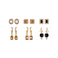 Goldtone & Faux Gem 6-Pair Earring Set