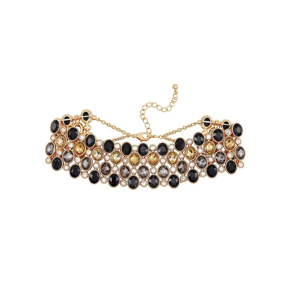 Goldtone & Multicolour Stone Choker Necklace