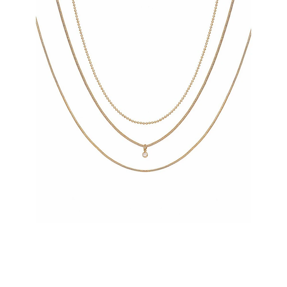 3-Piece Goldtone & Cubic Zirconia Necklace Set