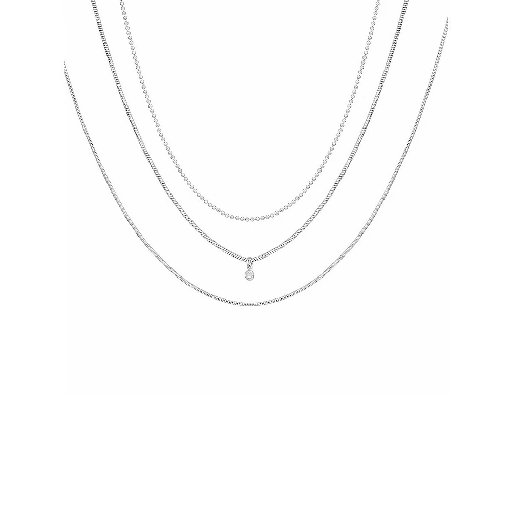 3-Piece Silvertone & Cubic Zirconia Necklace Set