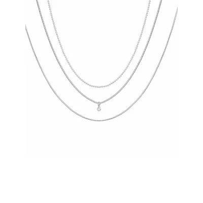 3-Piece Silvertone & Cubic Zirconia Necklace Set