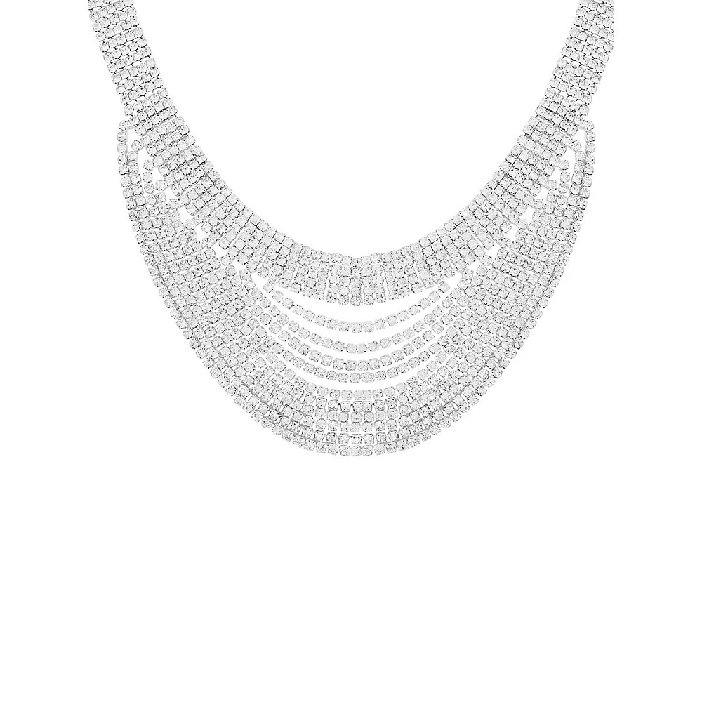 Silvertone & Glass Crystal Bib Necklace