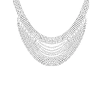 Silvertone & Glass Crystal Bib Necklace