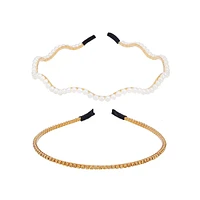 Alice 2-Piece Faux Pearl & Faux Gemstone Hair Band Set