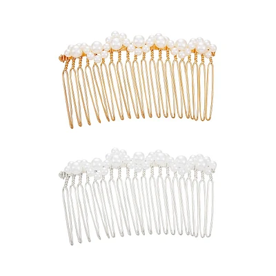 2-Piece Faux Pearl Hair Comb Set