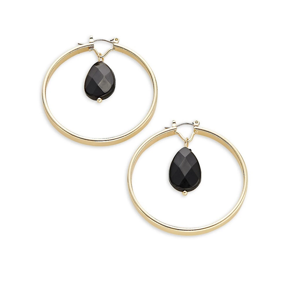 Dangle Stone Hoop Earrings