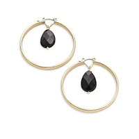 Dangle Stone Hoop Earrings