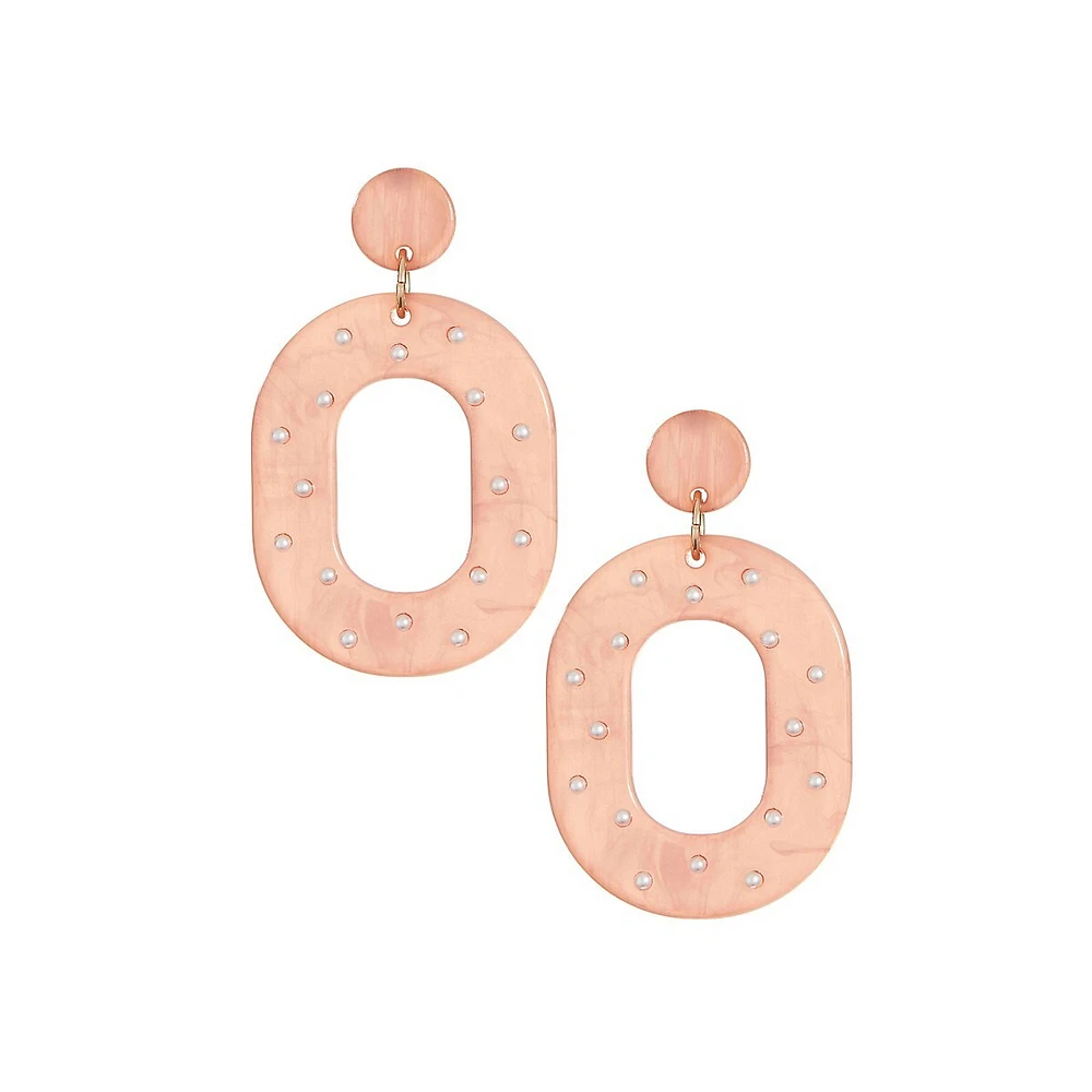 Embellished Oval Cutout Drop Earrings