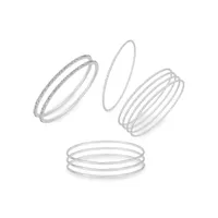 Silvertone & Strass 10-Piece Bangle Bracelet Set
