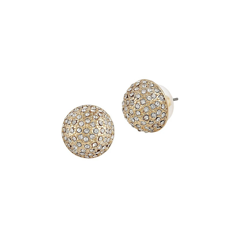 Brushed Goldtone Pavé Crystal Stud Earrings