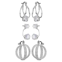 Silvertone & Cubic Zirconia -Pair Earring Set