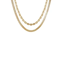 Brushed Goldtone Double-Row Chain Necklace