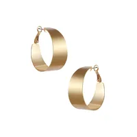 Brushed Satin Link Goldtone Wide Hoop Earrings