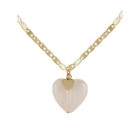 Goldtone Puffed Heart Pendant Necklace