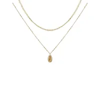 Goldtone Multirow Shell Pendant Necklace