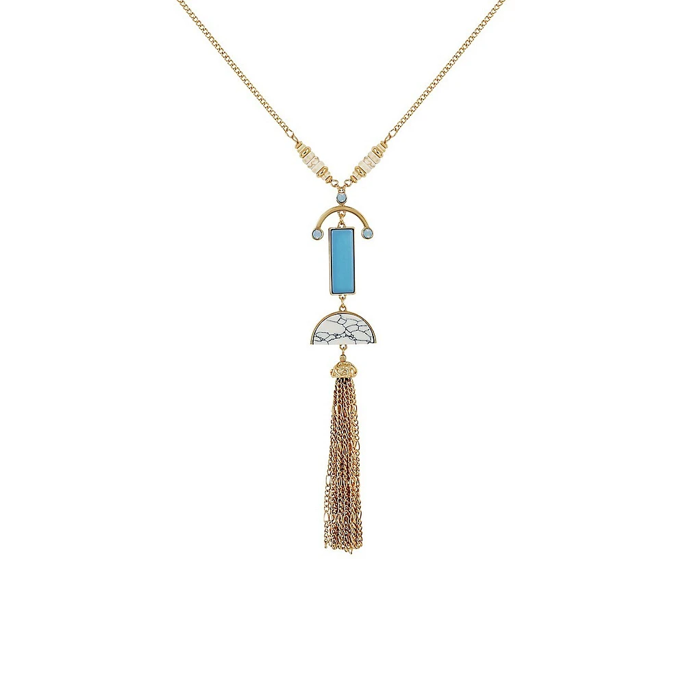 Goldtone & Stone Embellished Tassel Drop Necklace