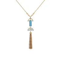 Goldtone & Stone Embellished Tassel Drop Necklace