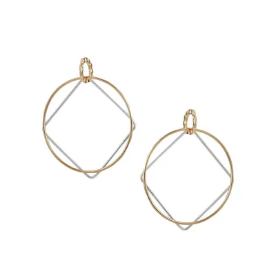 Two-Tone Geometric Hoop Earrings
