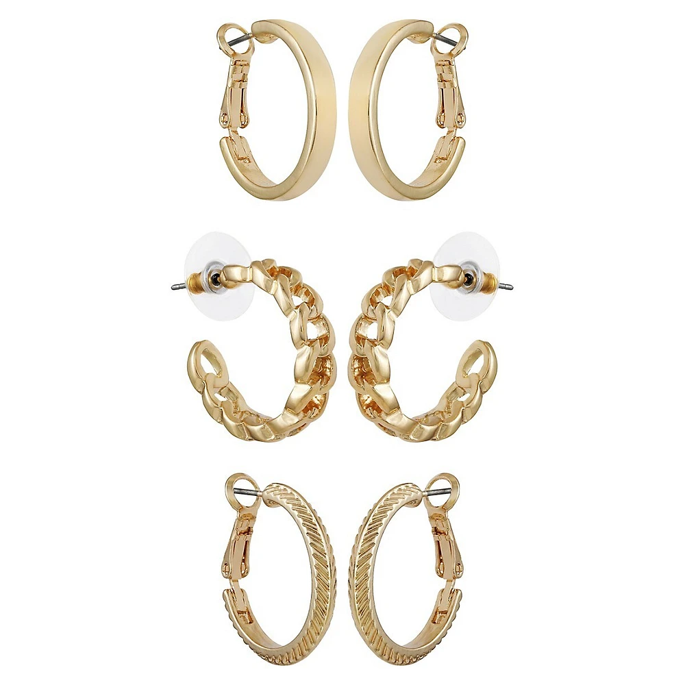 3-Piece Goldtone Hoops Set