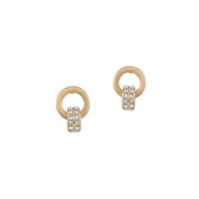 Goldtone & Glass Crystal Drop Hoop Earrings