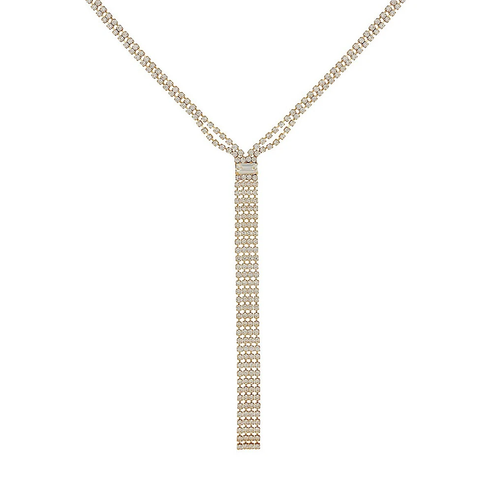 Goldtone & Cubic Zirconia Y-Necklace