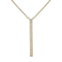 Goldtone & Cubic Zirconia Y-Necklace