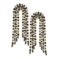 Goldtone U Beaded Cupchain Earrings