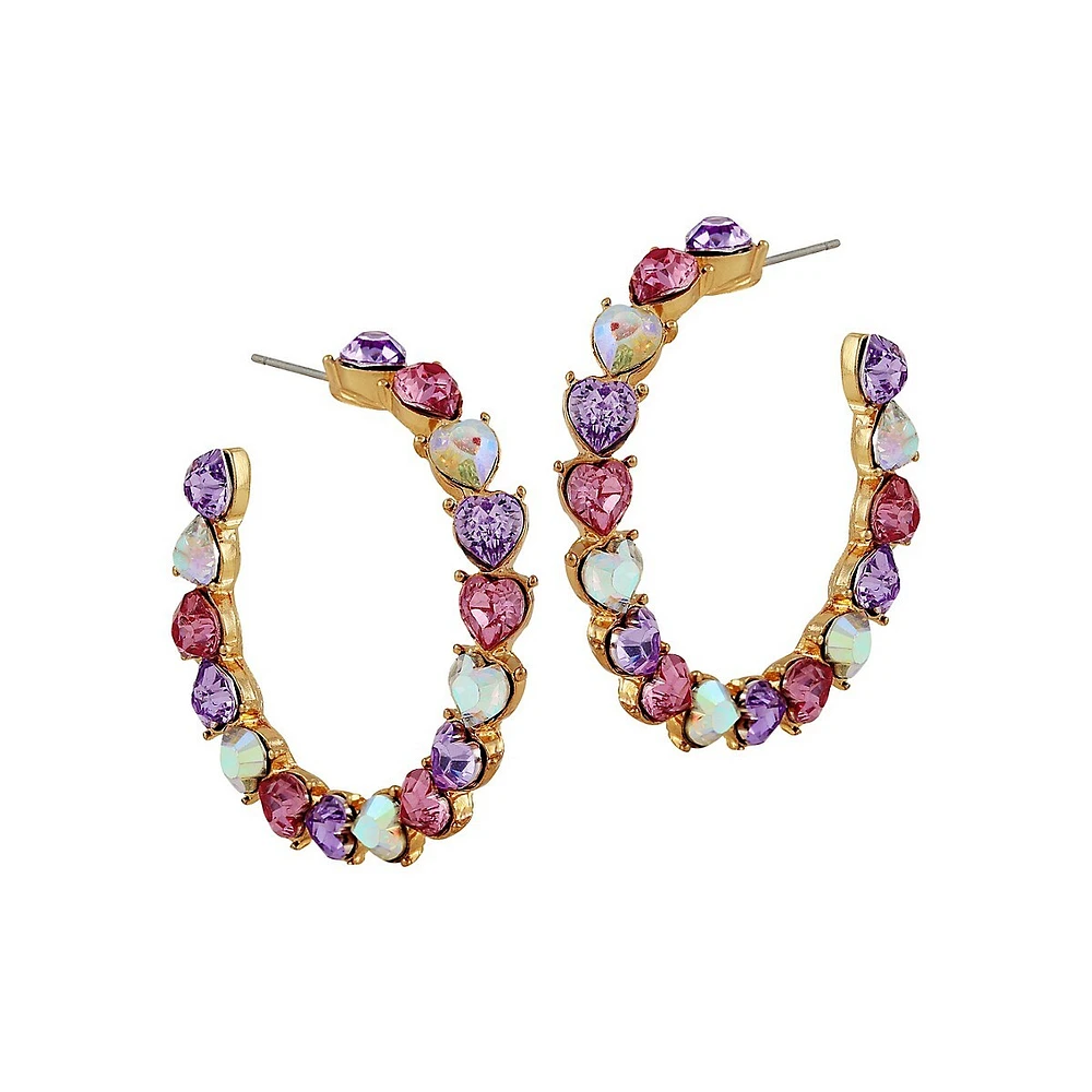 Goldtone & Crystal Hoop Earrings