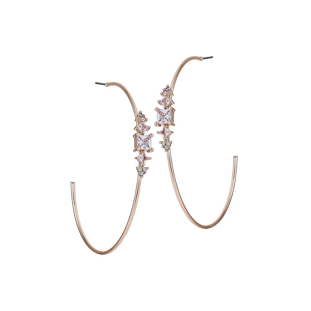 Goldtone & Cubic Zirconia Hoop Earrings