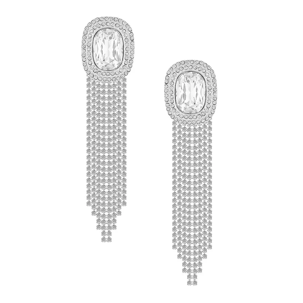 Crystal & Silvertone Drop Earrings